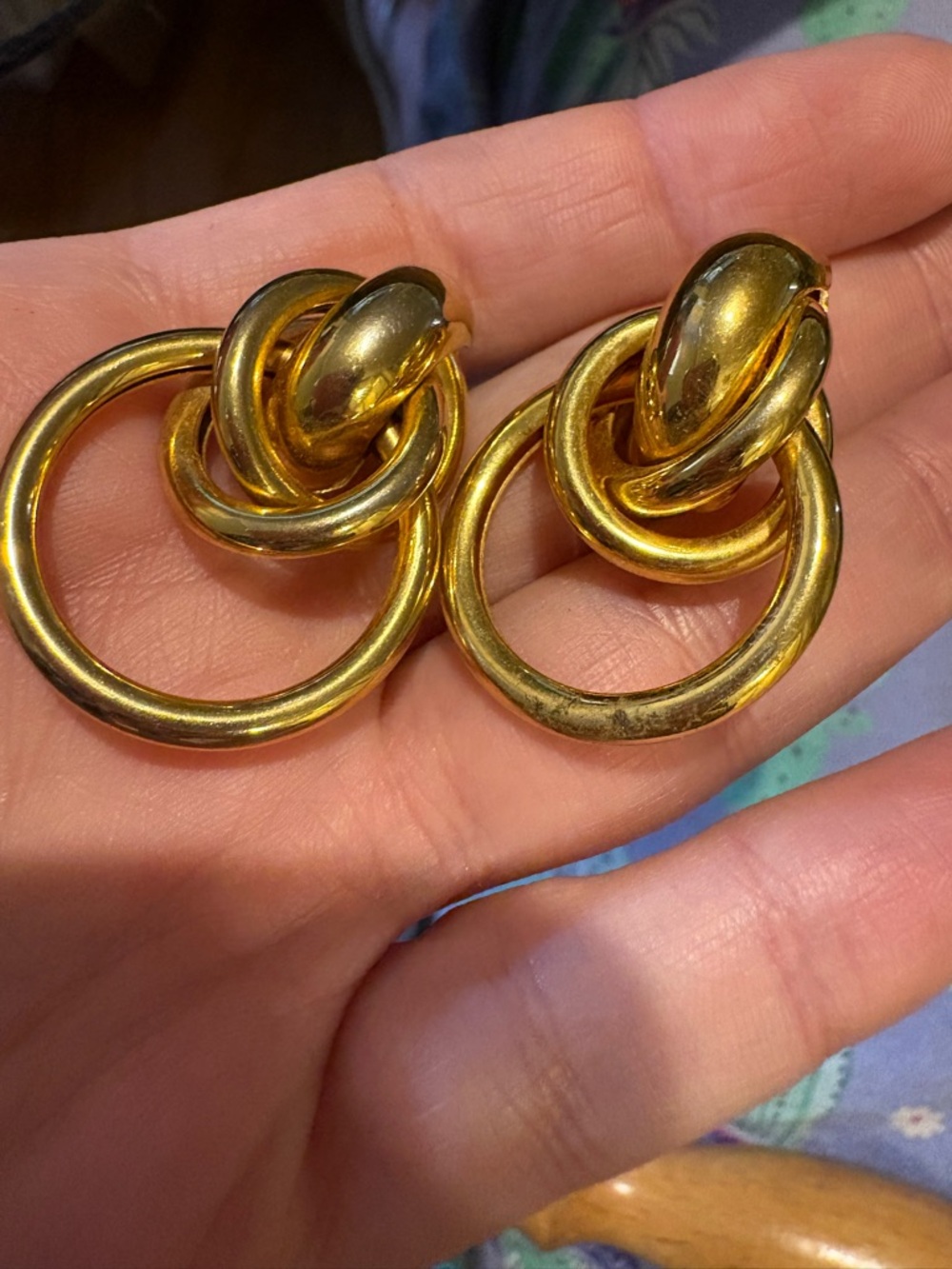 Gold Interlinked Knot Drop Earrings - Unbranded